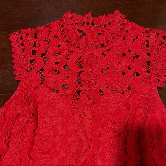 Laundry Geometric Red Lace Dress - Picture 6 of 8